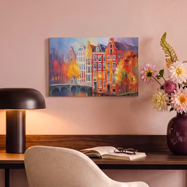 Canvas schilderij - Grachtenpanden - Kunst - Schilderij - Amsterdam — 4