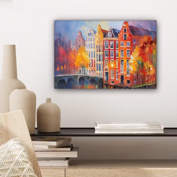 Canvas schilderij - Grachtenpanden - Kunst - Schilderij - Amsterdam — 5
