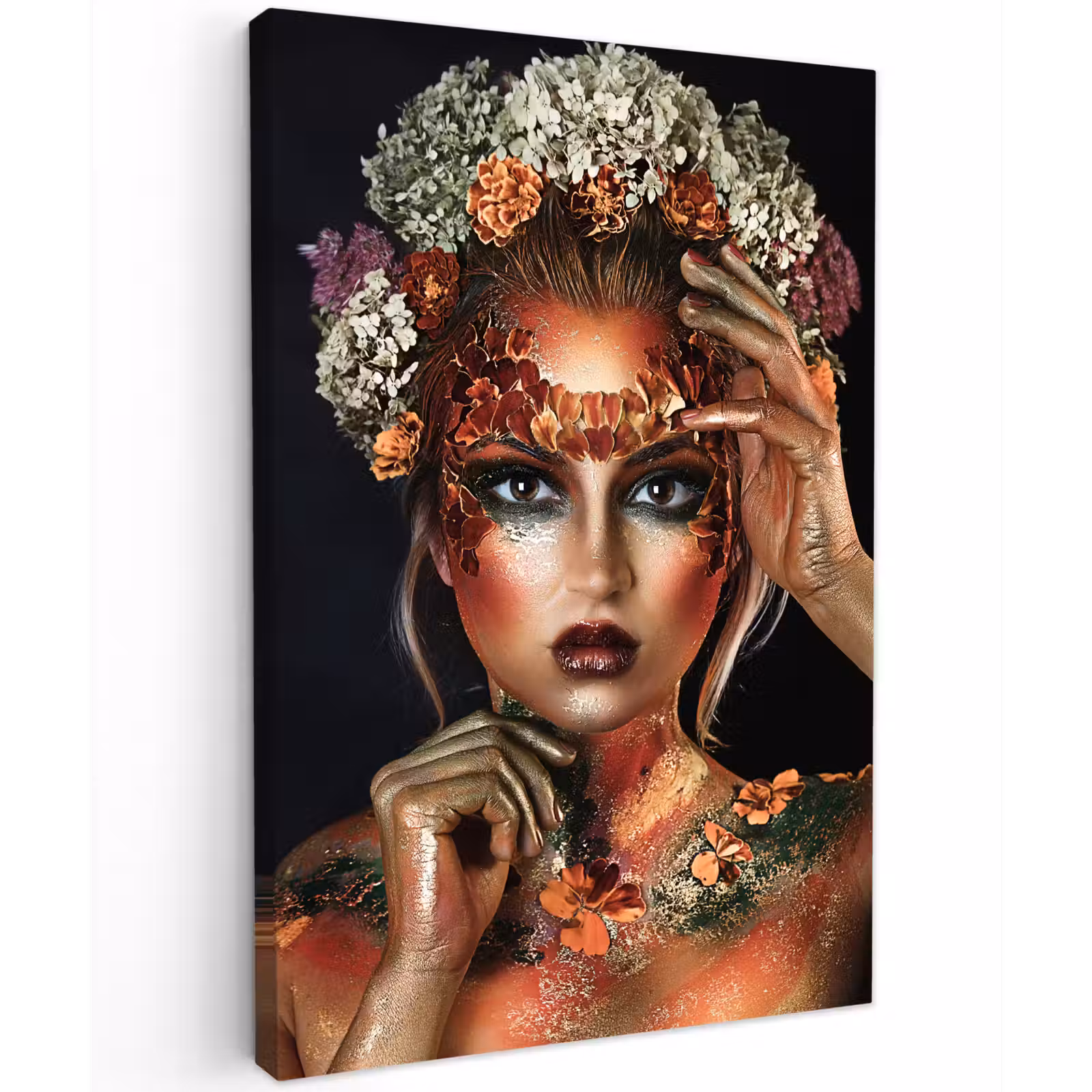 Canvas schilderij - Bloemen - Vrouw - Kroon — 1