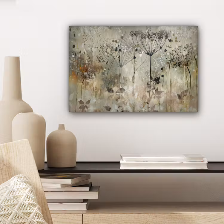 Canvas schilderij - Bloemen - Grijs - Natuur - Kunst — 5