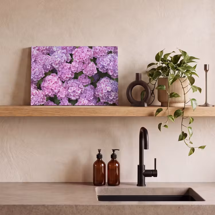 Canvas schilderij - Bloemen - Hortensia - Struik - Roze - Bloemblaadjes — 3