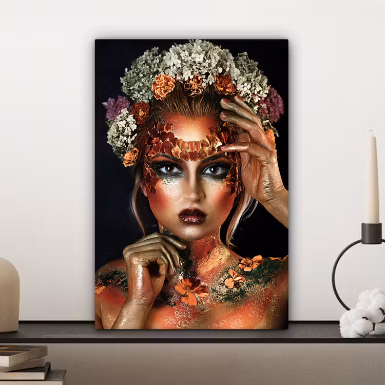 Canvas schilderij - Bloemen - Vrouw - Kroon — 5