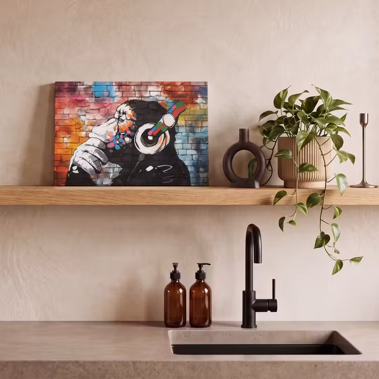Canvas schilderij - Aap - Graffiti - Muziek — 3