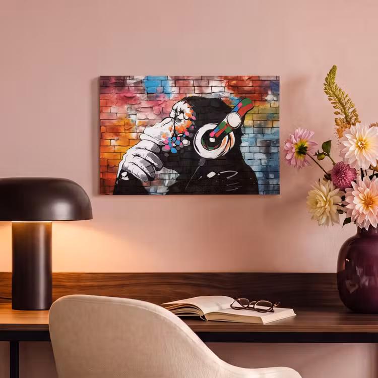 Canvas schilderij - Aap - Graffiti - Muziek — 4