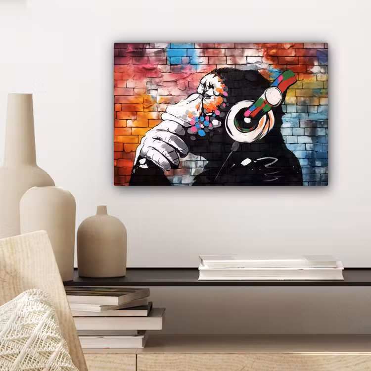 Canvas schilderij - Aap - Graffiti - Muziek — 5