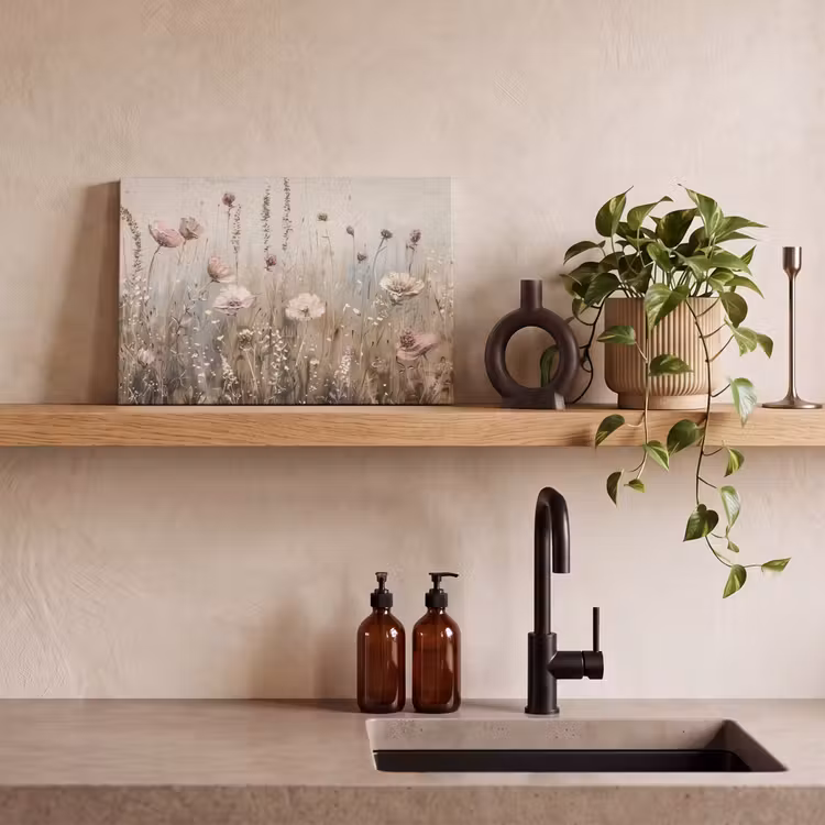 Canvas schilderij - Bloemen - Roze - Modern - Beige — 3