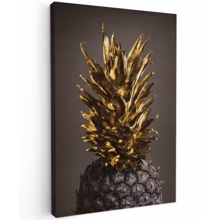 Canvas schilderij - Fruit - Ananas - Goud — 1