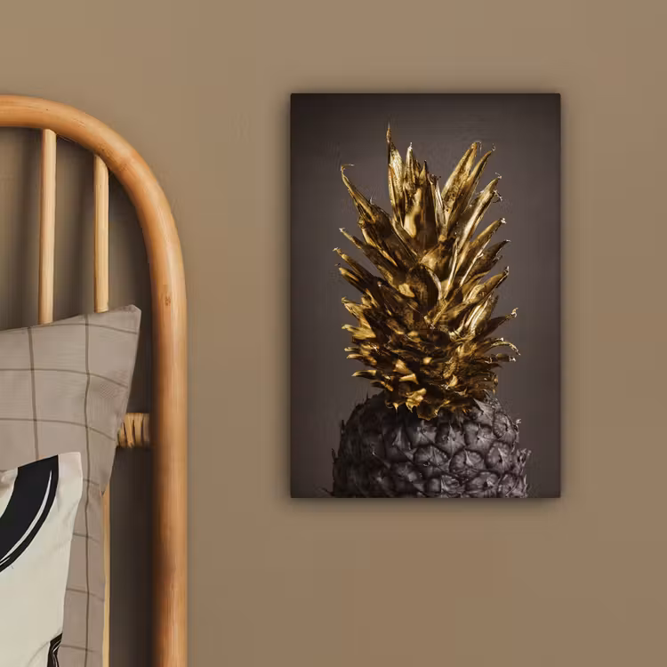 Canvas schilderij - Fruit - Ananas - Goud — 3