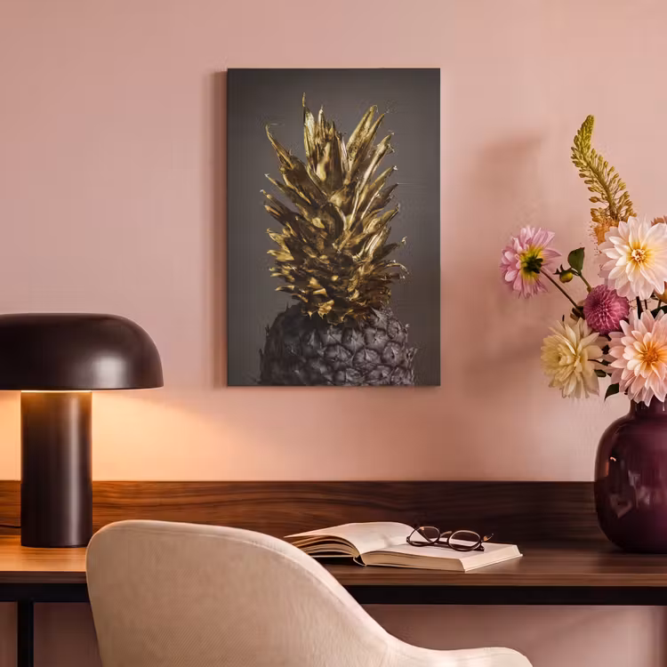 Canvas schilderij - Fruit - Ananas - Goud — 4