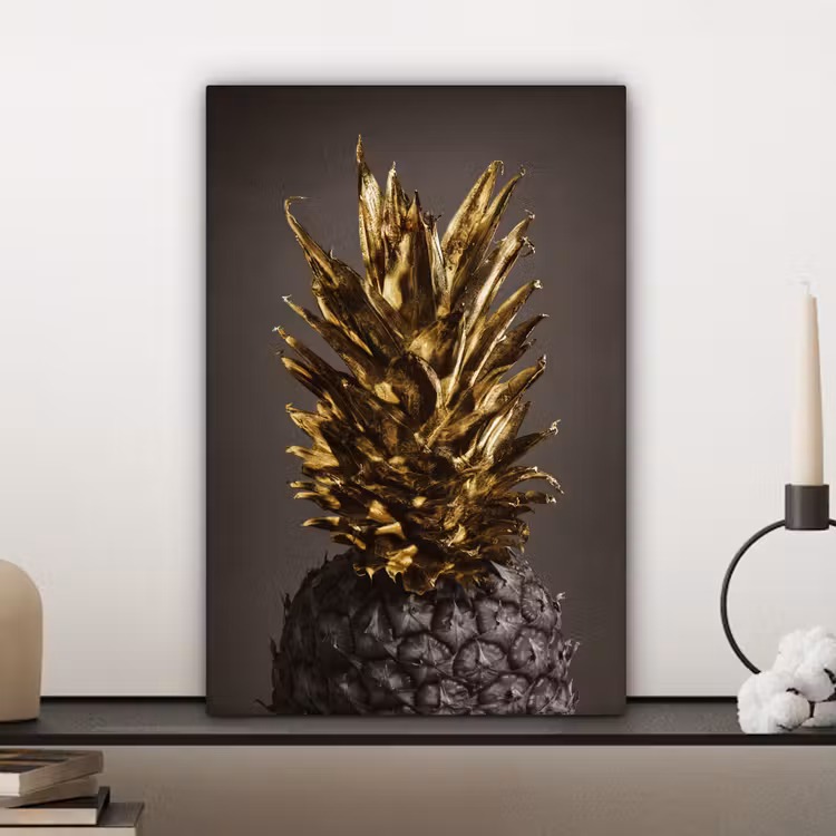 Canvas schilderij - Fruit - Ananas - Goud — 5