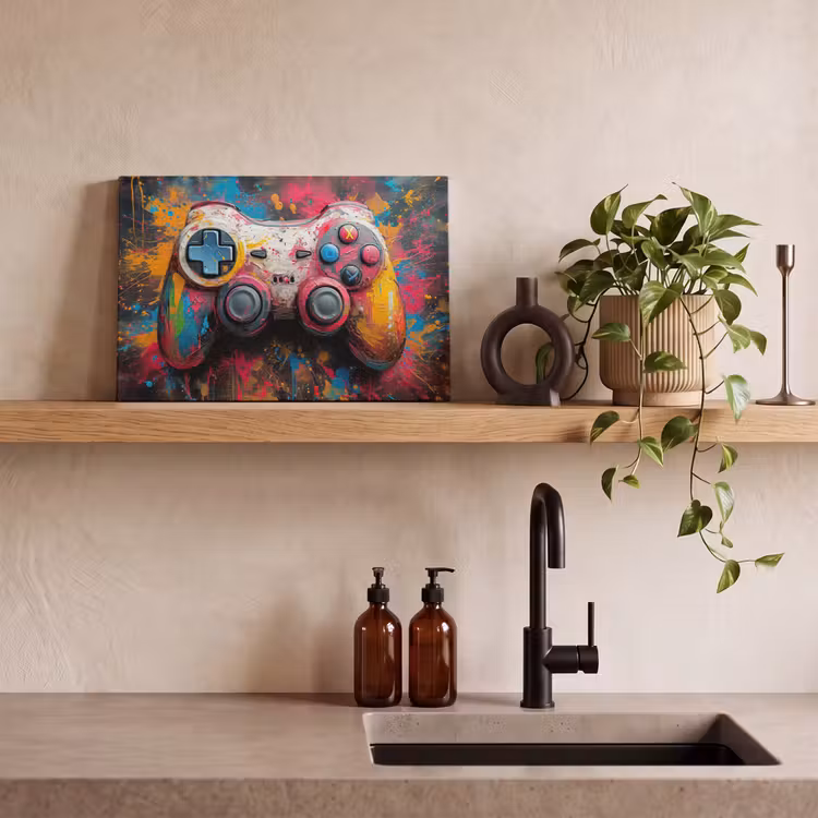 Canvas schilderij - Graffiti - Gaming - Controller - Verf — 3