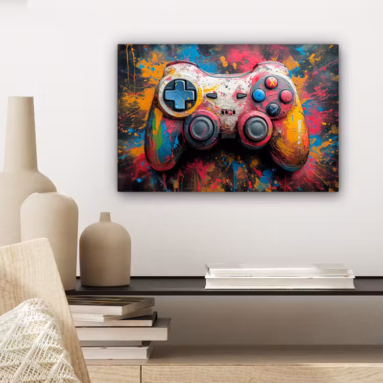 Canvas schilderij - Graffiti - Gaming - Controller - Verf — 5