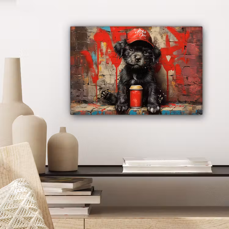 Canvas schilderij - Graffiti - Hond - Pet - Puppy — 5