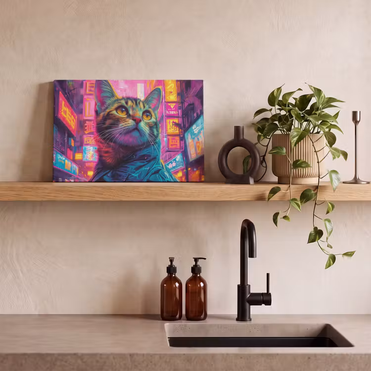 Canvas schilderij - Graffiti - Kat - Pop art - China - Neon — 3