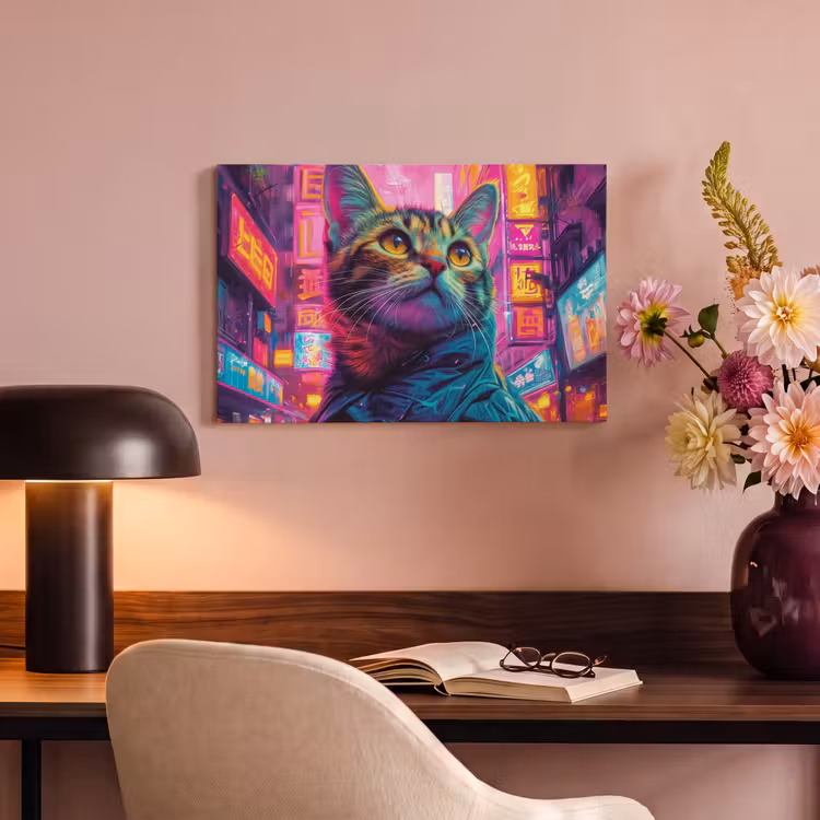 Canvas schilderij - Graffiti - Kat - Pop art - China - Neon — 4