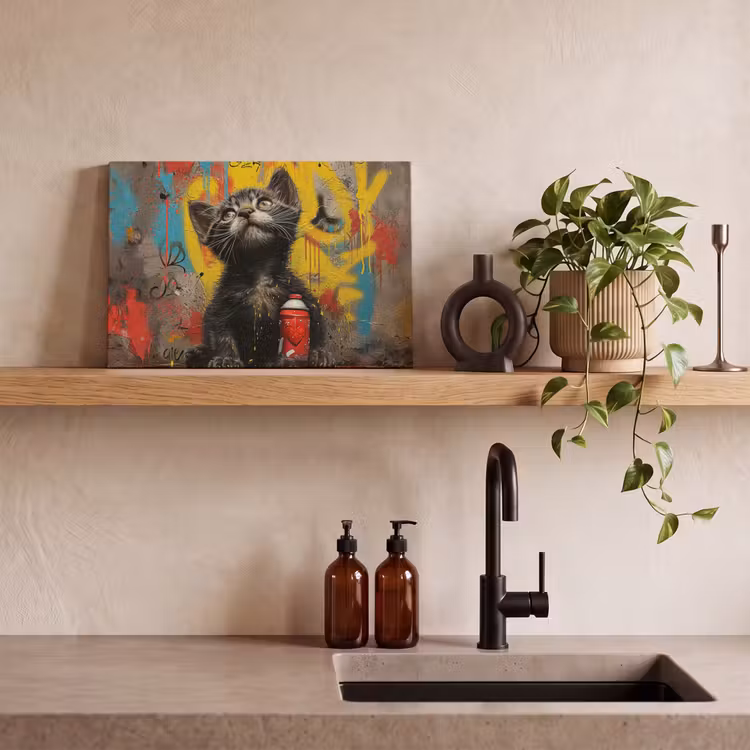 Canvas schilderij - Graffiti - Kitten - Street art - Kat — 3