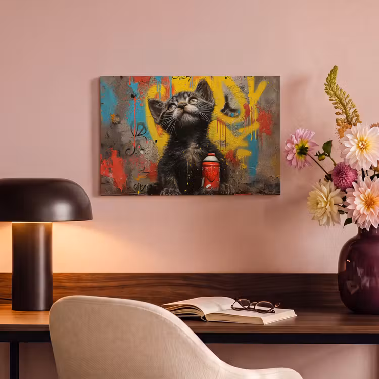 Canvas schilderij - Graffiti - Kitten - Street art - Kat — 4