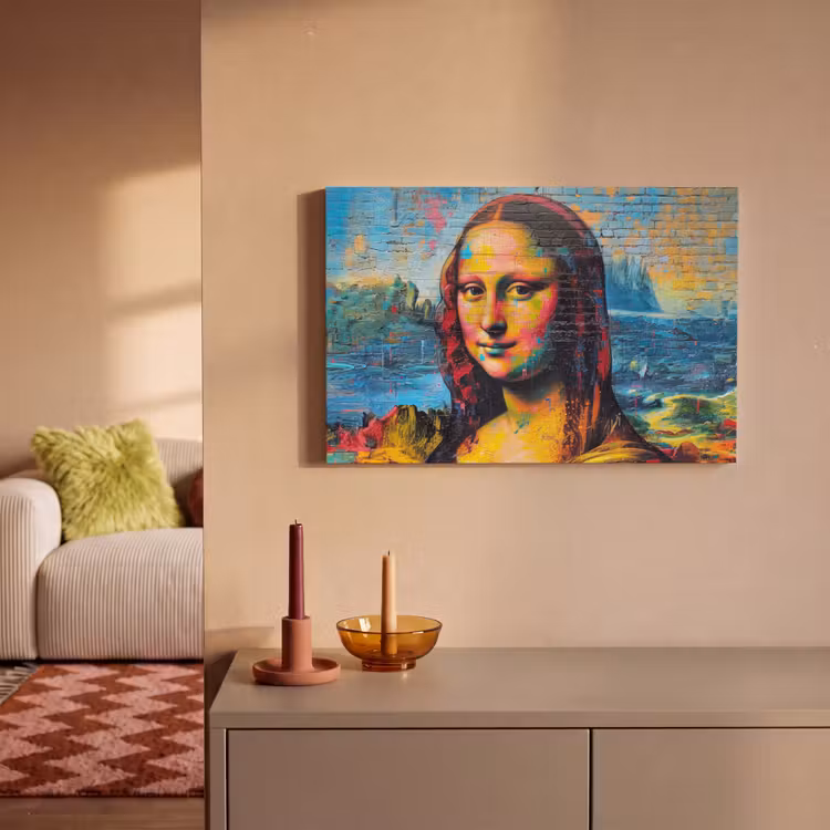 Canvas schilderij - Graffiti - Mona Lisa - Streetart - Da Vinci — 2