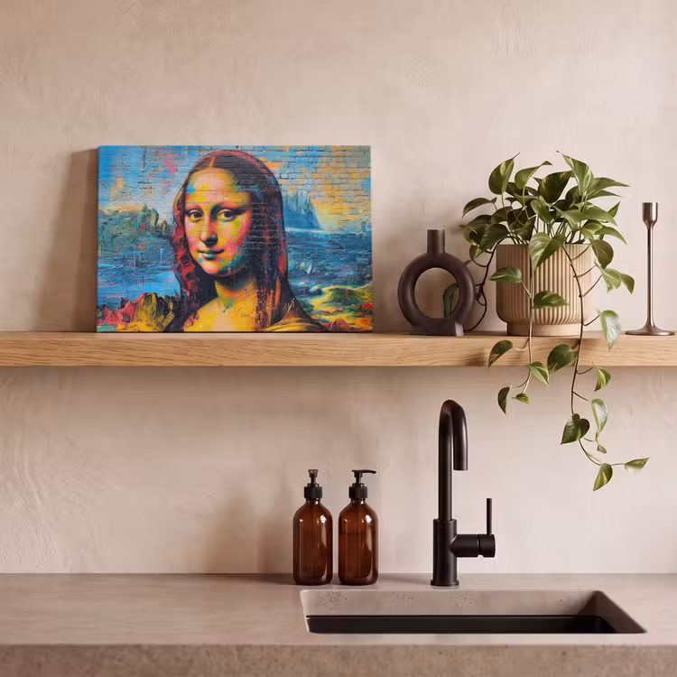 Canvas schilderij - Graffiti - Mona Lisa - Streetart - Da Vinci — 3