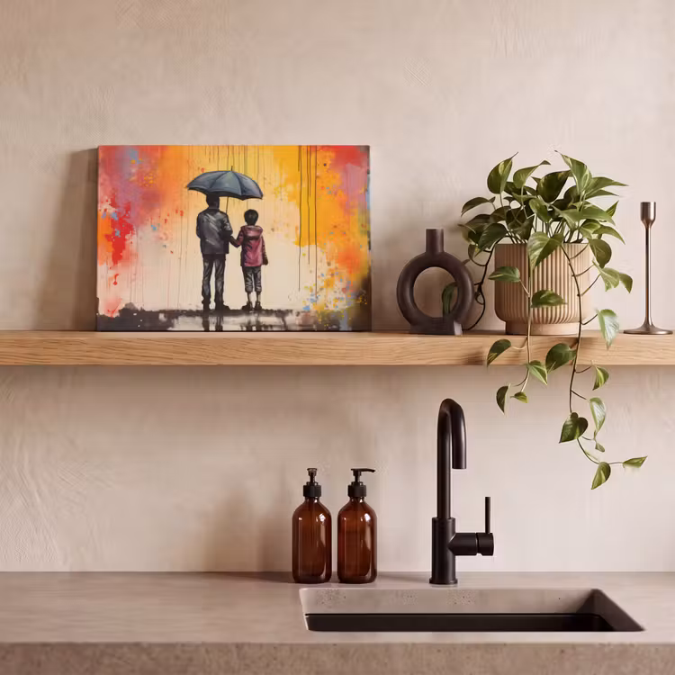 Canvas schilderij - Graffiti - Paraplu - Mensen - Kleuren - Kunst — 3