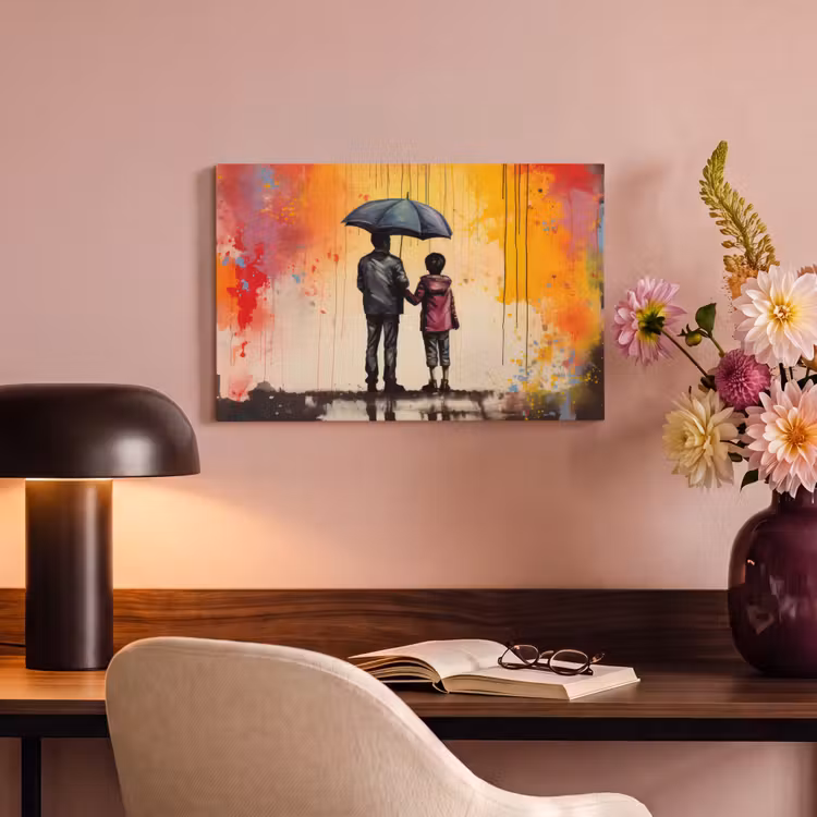 Canvas schilderij - Graffiti - Paraplu - Mensen - Kleuren - Kunst — 4