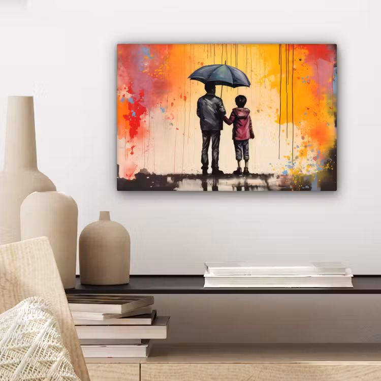 Canvas schilderij - Graffiti - Paraplu - Mensen - Kleuren - Kunst — 5