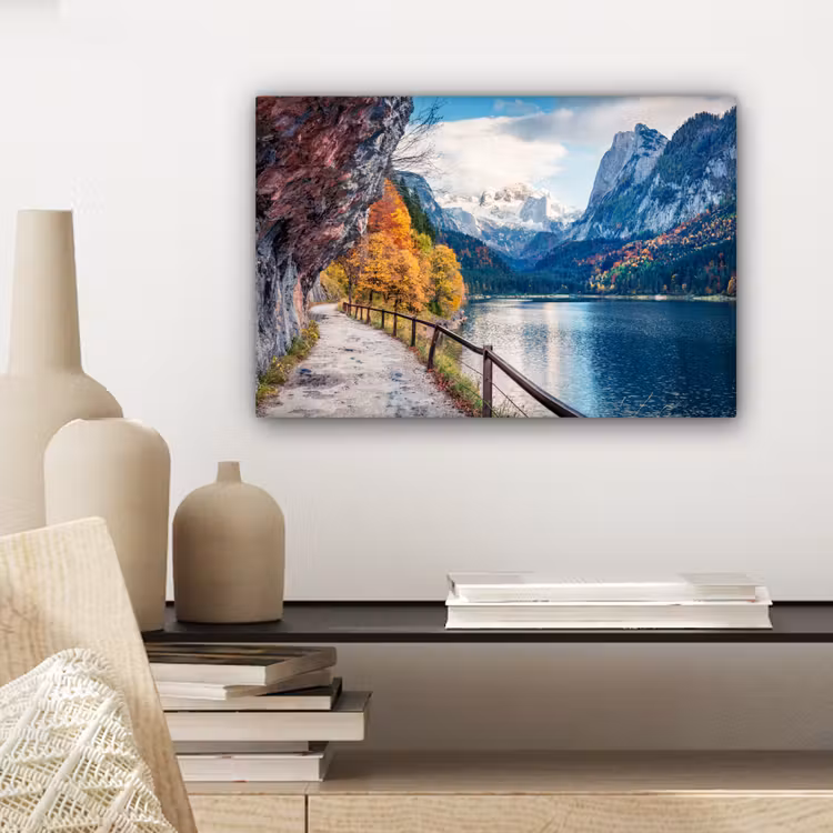 Canvas schilderij - Bergen - Meer - Pad - Natuur - Water — 5
