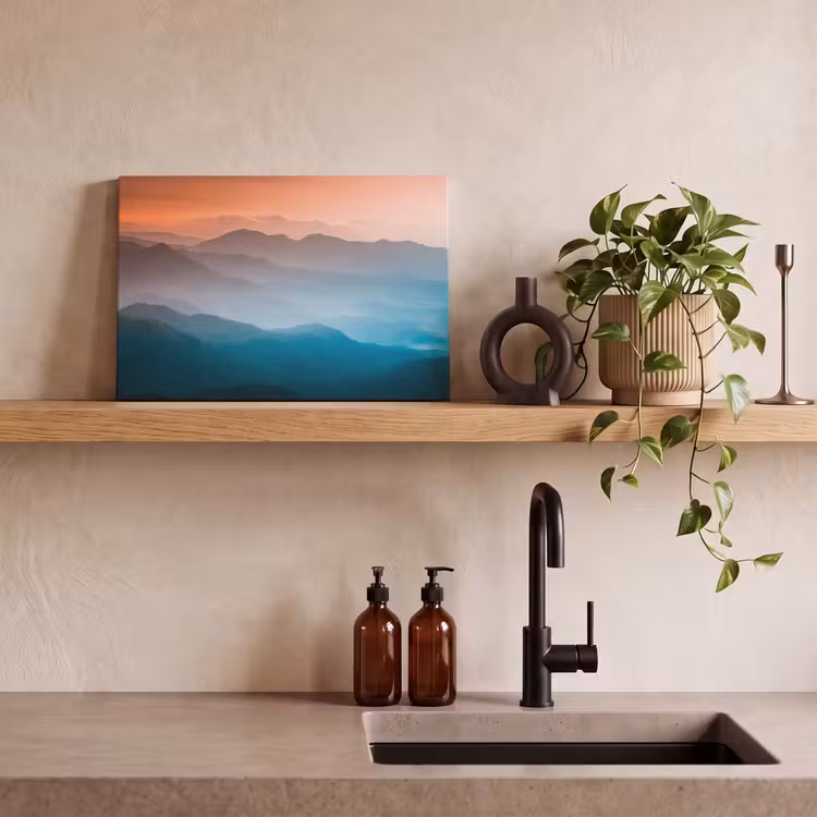 Canvas schilderij - Bergen - Zon - Oranje - Natuur — 3