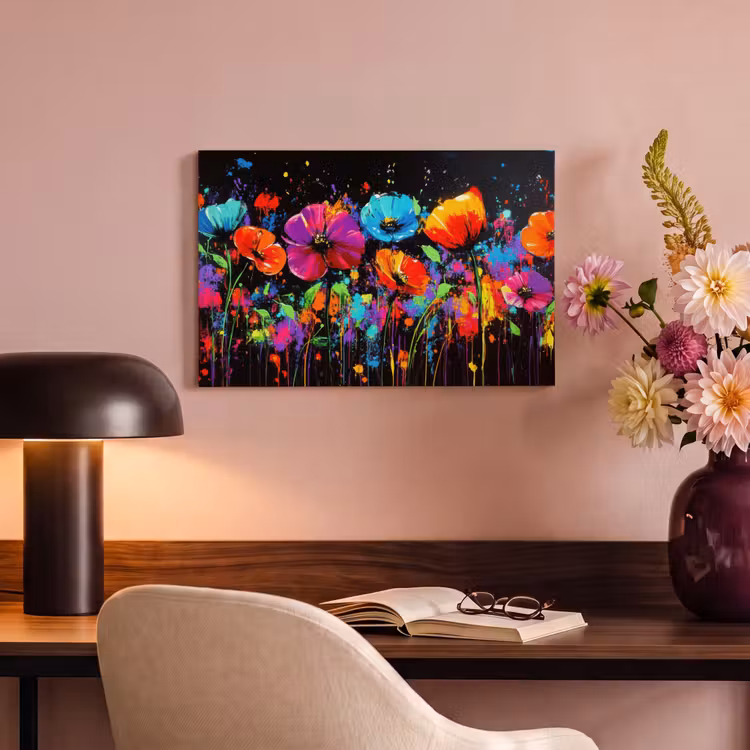 Canvas schilderij - Bloemen - Kleurrijk - Spetters — 4