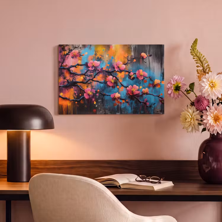 Canvas schilderij - Bloemen - Tak - Abstract - Roze — 4