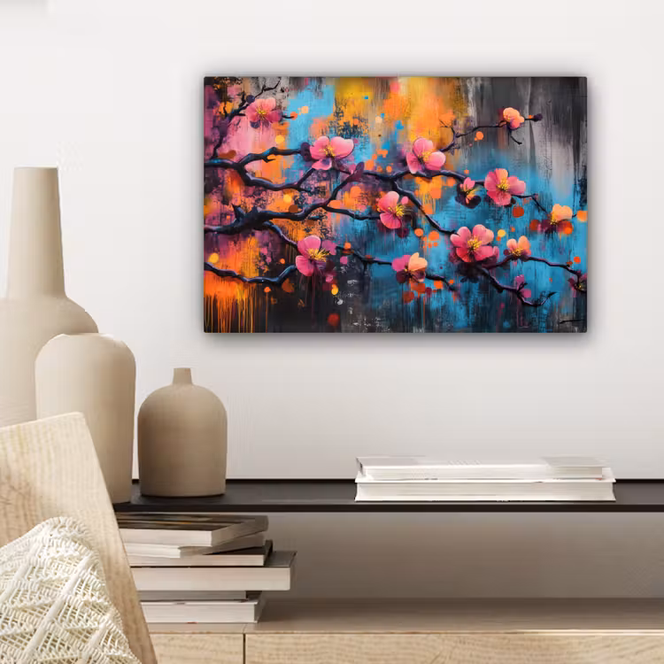 Canvas schilderij - Bloemen - Tak - Abstract - Roze — 5