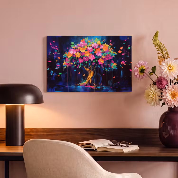 Canvas schilderij - Boom - Bloemen - Magisch - Gekleurde — 4