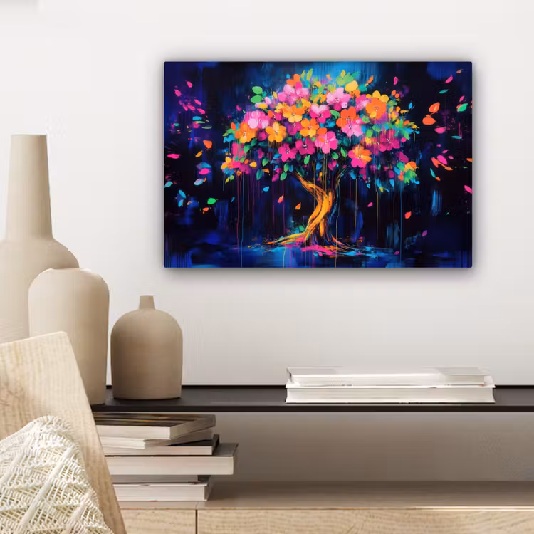 Canvas schilderij - Boom - Bloemen - Magisch - Gekleurde — 5