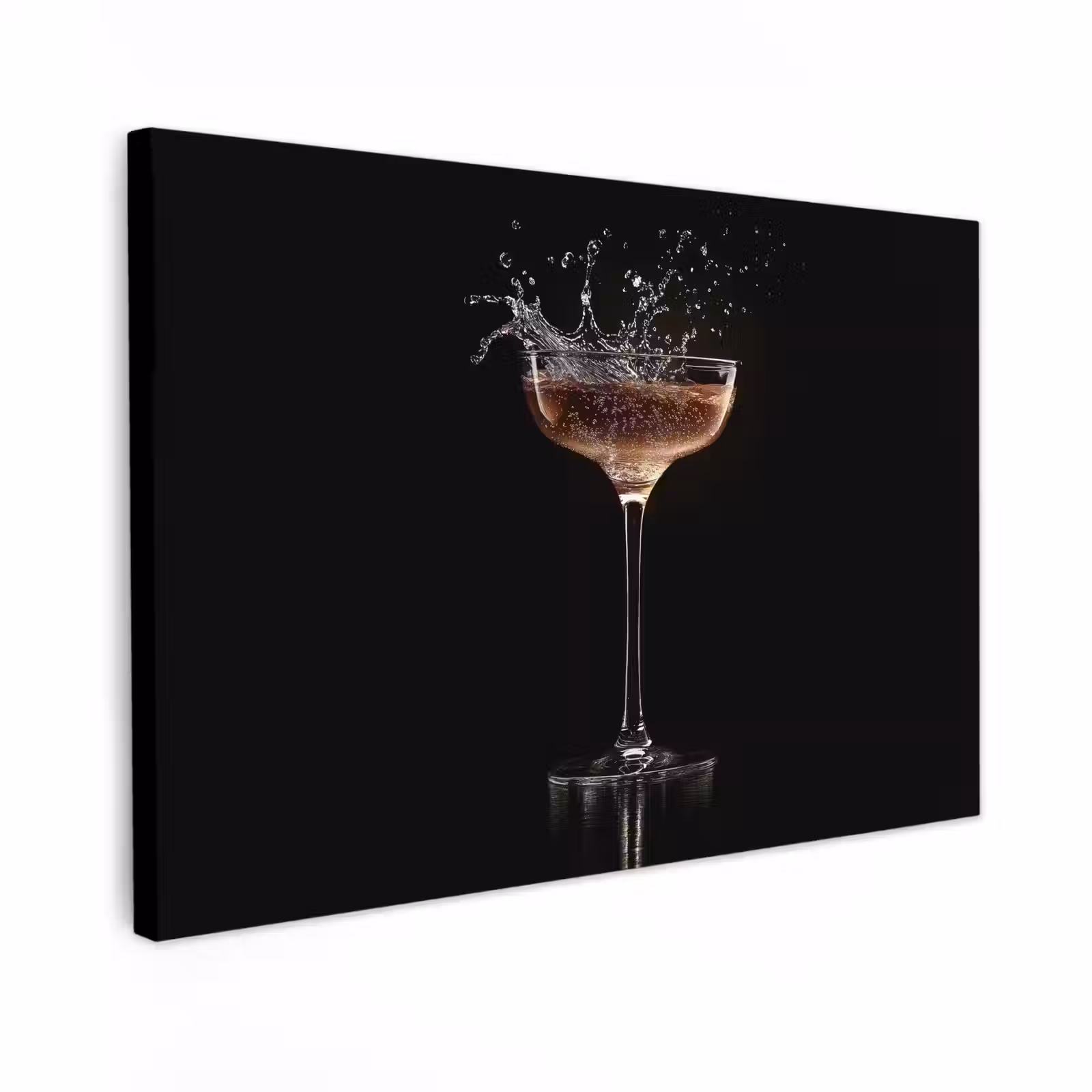 Canvas schilderij - Cocktail - Zwart - Spetters - Glas — 1