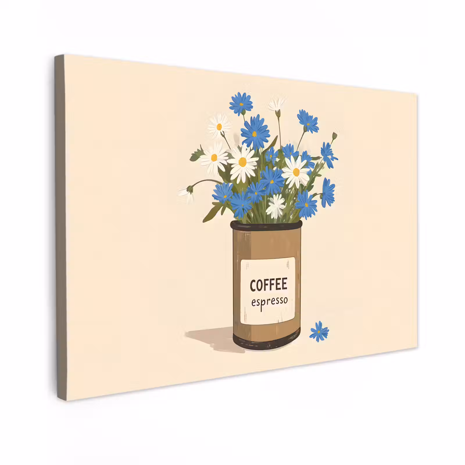 Canvas schilderij - Coffee - Blik - Minimalistisch - Bloemen — 1