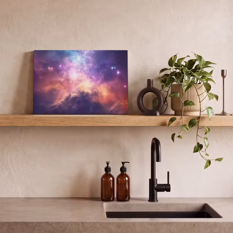 Canvas schilderij - Berg - Sterrenhemel - Ruimte - Neon — 3