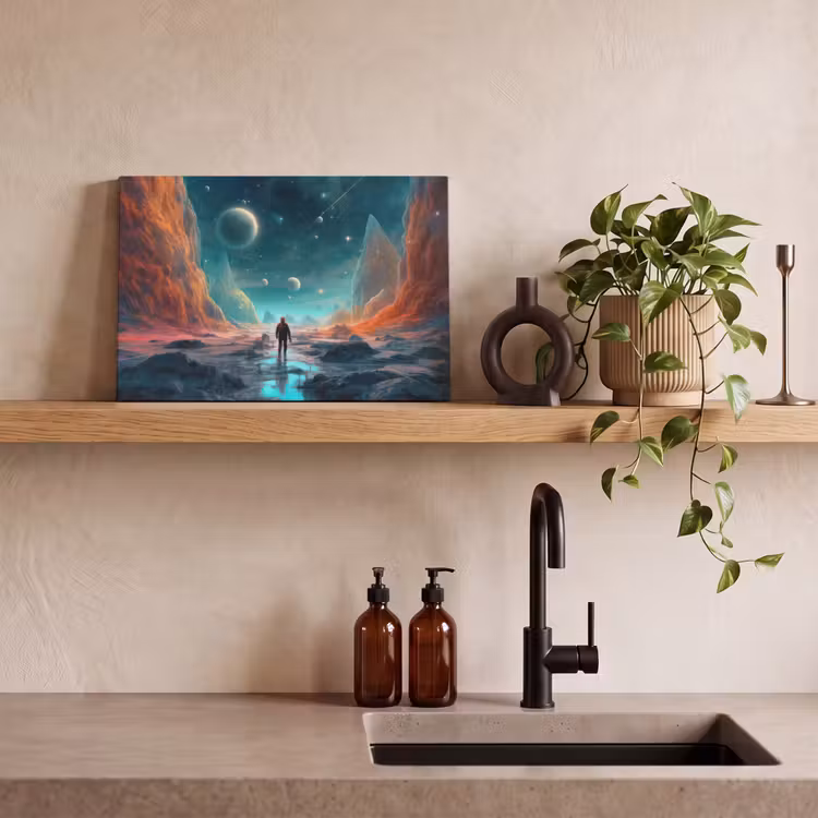Canvas schilderij - Bergen - Ruimte - Planeten - Astronaut — 3