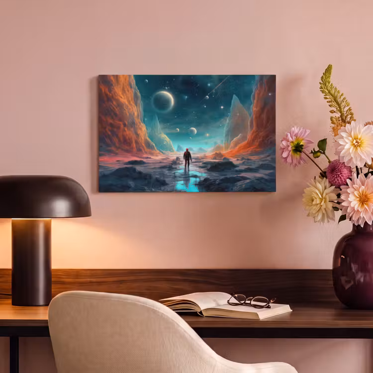 Canvas schilderij - Bergen - Ruimte - Planeten - Astronaut — 4