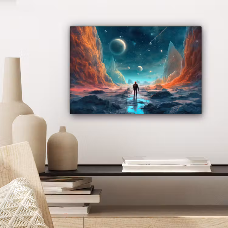 Canvas schilderij - Bergen - Ruimte - Planeten - Astronaut — 5