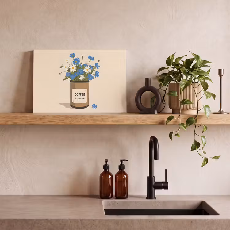 Canvas schilderij - Coffee - Blik - Minimalistisch - Bloemen — 3