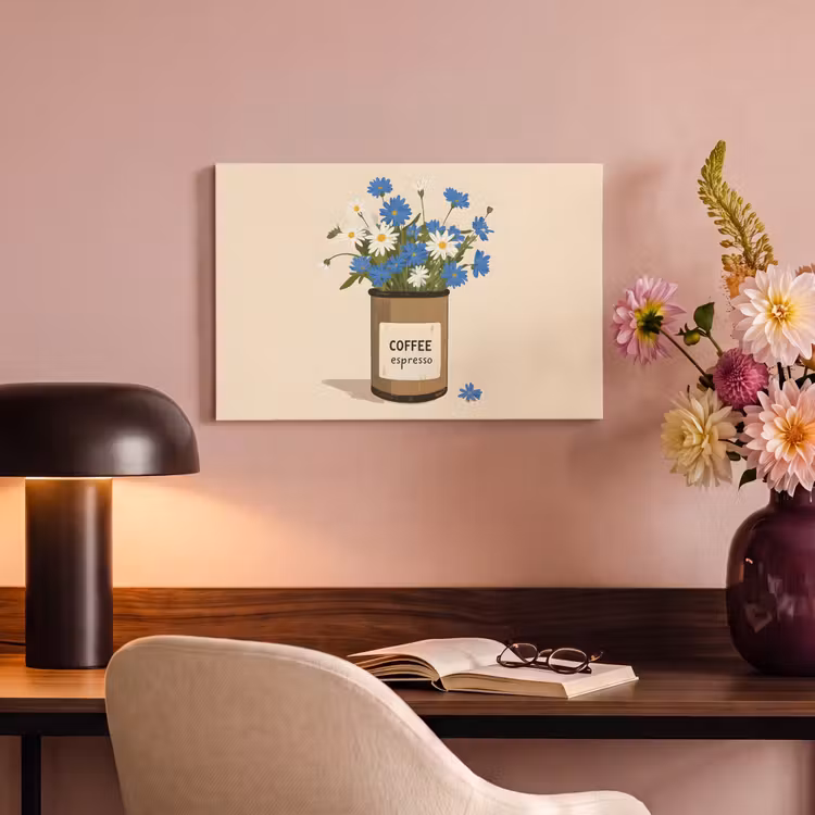 Canvas schilderij - Coffee - Blik - Minimalistisch - Bloemen — 4
