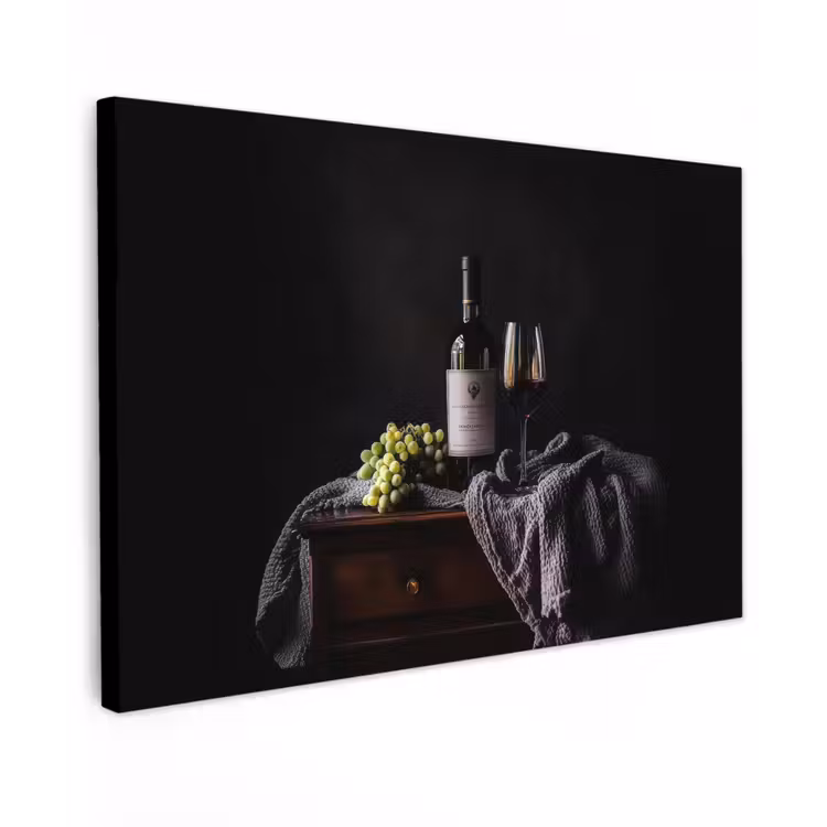 Canvas schilderij - Druiven - Wijn - Rood - Tafel — 1
