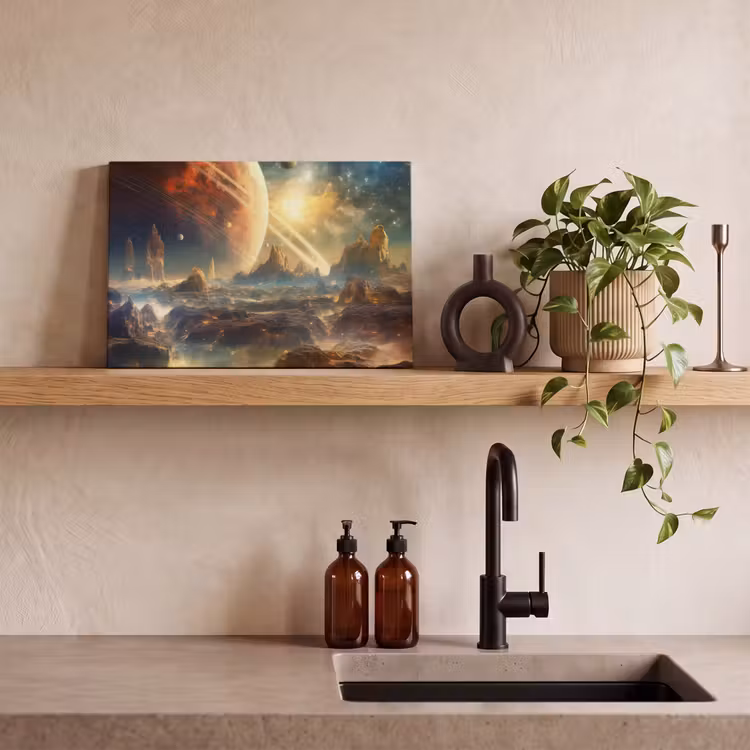 Canvas schilderij - Gebergte - Planeet - Ruimte - Sterren — 3