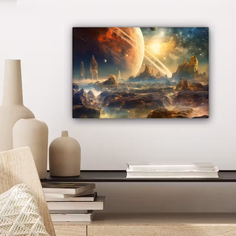 Canvas schilderij - Gebergte - Planeet - Ruimte - Sterren — 5