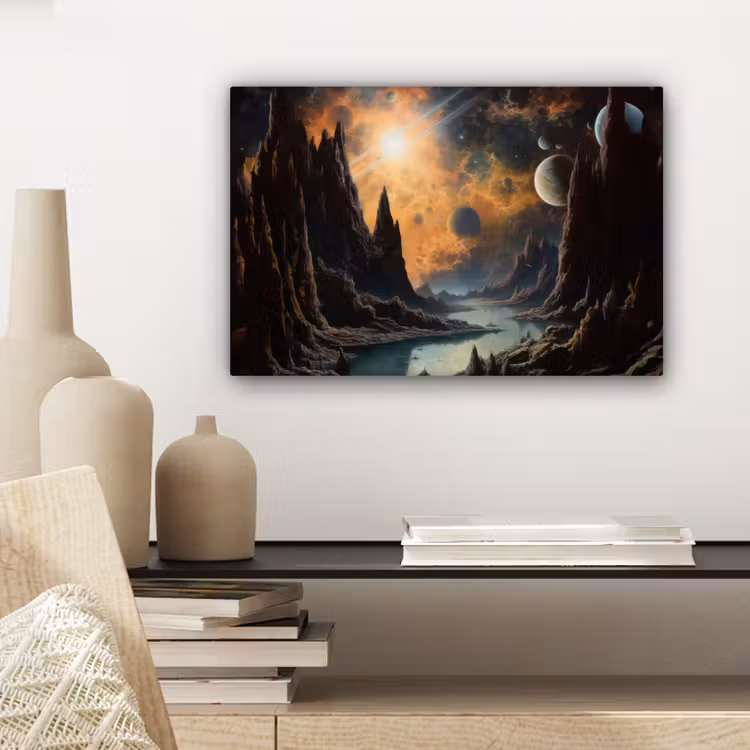 Canvas schilderij - Gebergte - Rafijn - Rivier - Planeten — 5