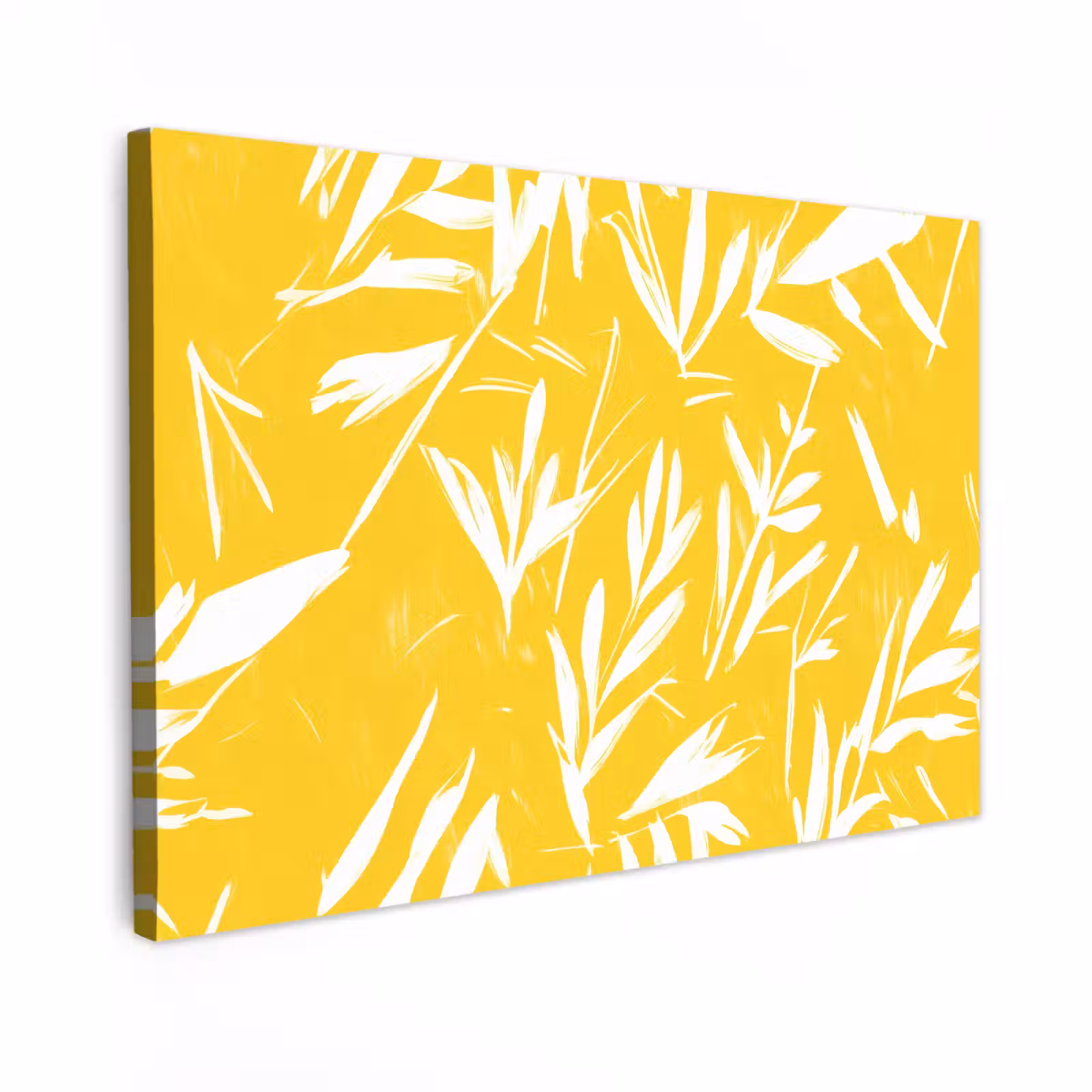 Canvas schilderij - Abstract - Bladeren - Geel - Penseelstreken — 1