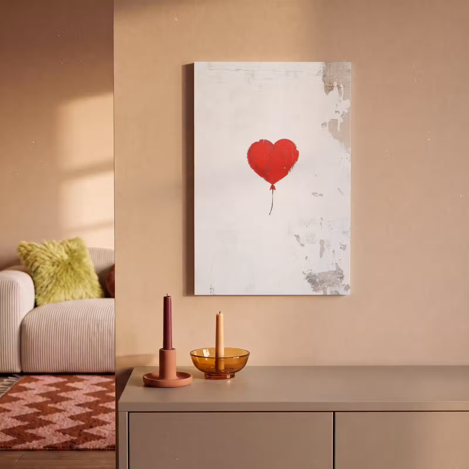 Canvas schilderij - Ballon - Rood - Hart — 1