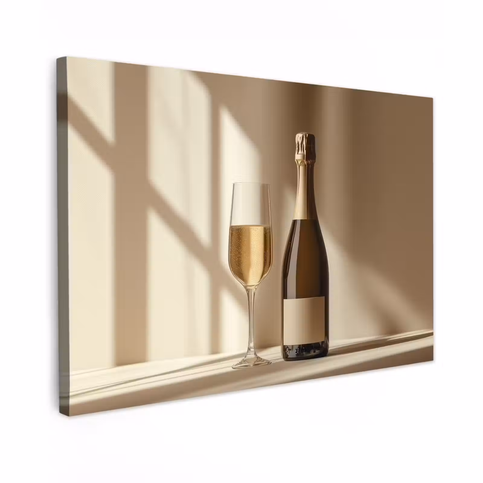 Canvas schilderij - Champagne - Beige - Schaduw - Bubbels — 1