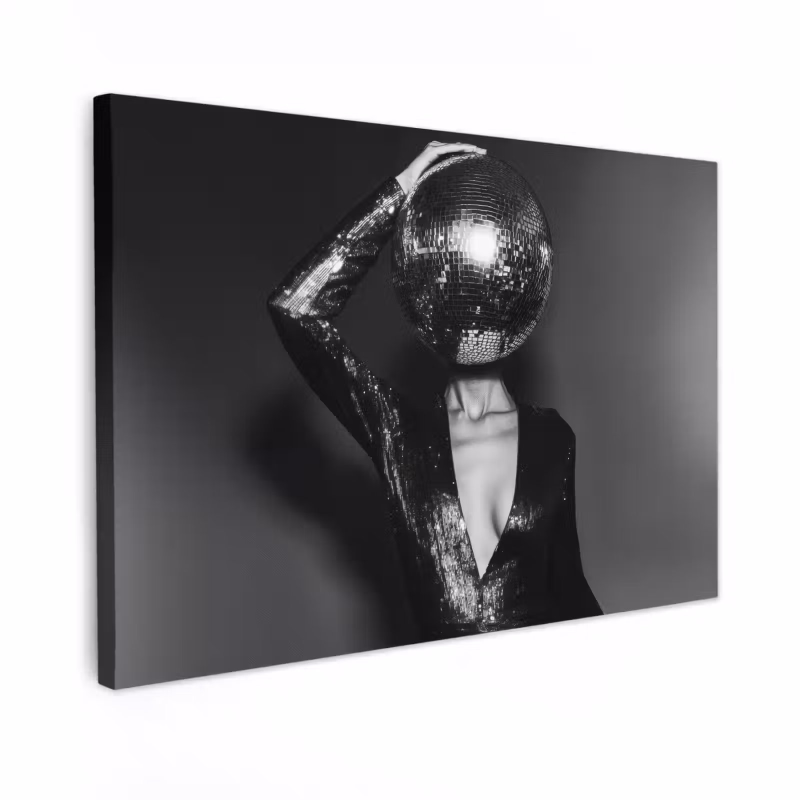 Canvas schilderij - Discobal - Gezicht - Glamour - Zwart — 1
