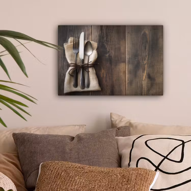 Canvas schilderij - Bestek - Strikje - Zilver — 2